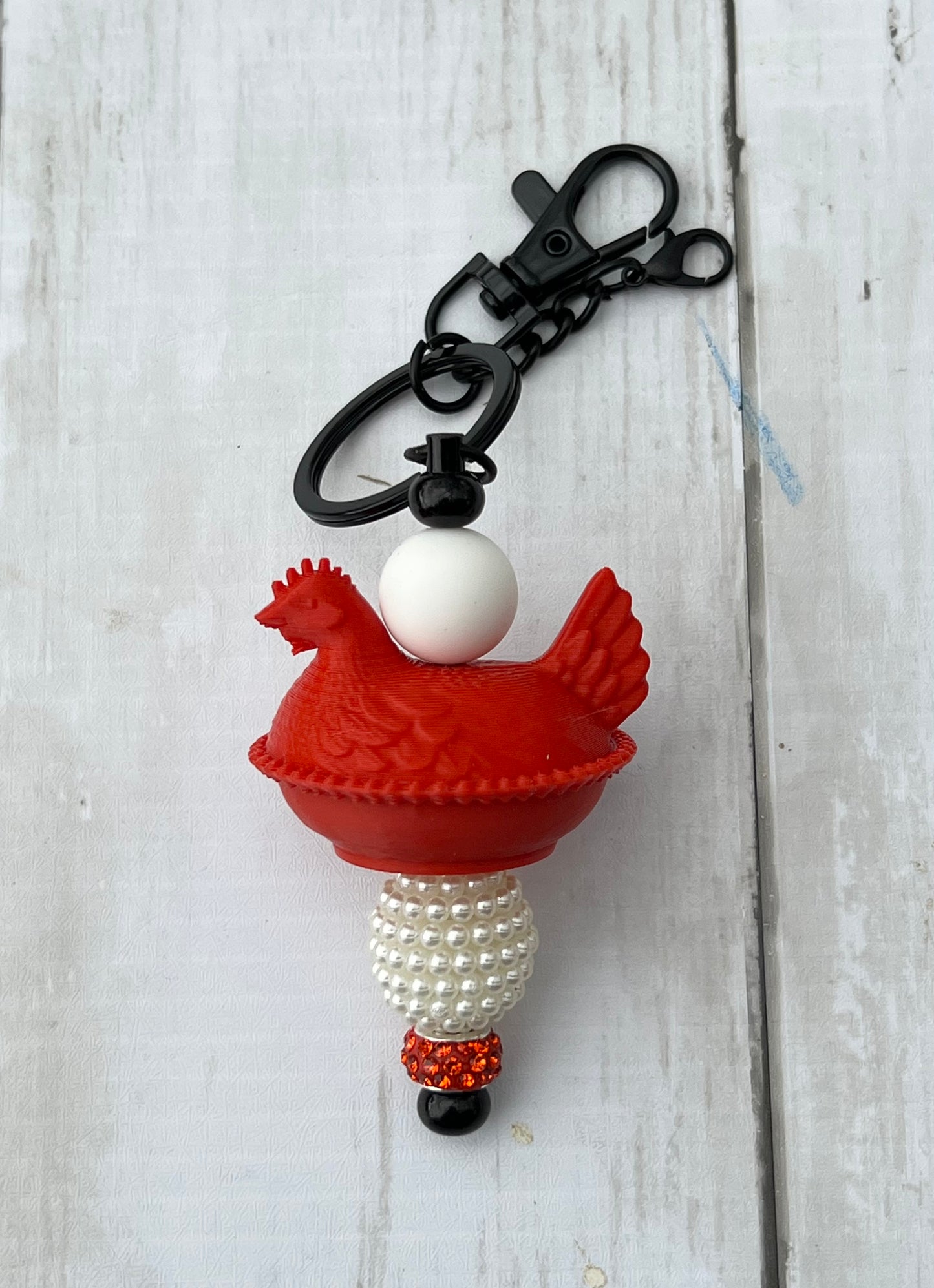 Rust Colored Beaded Keychain