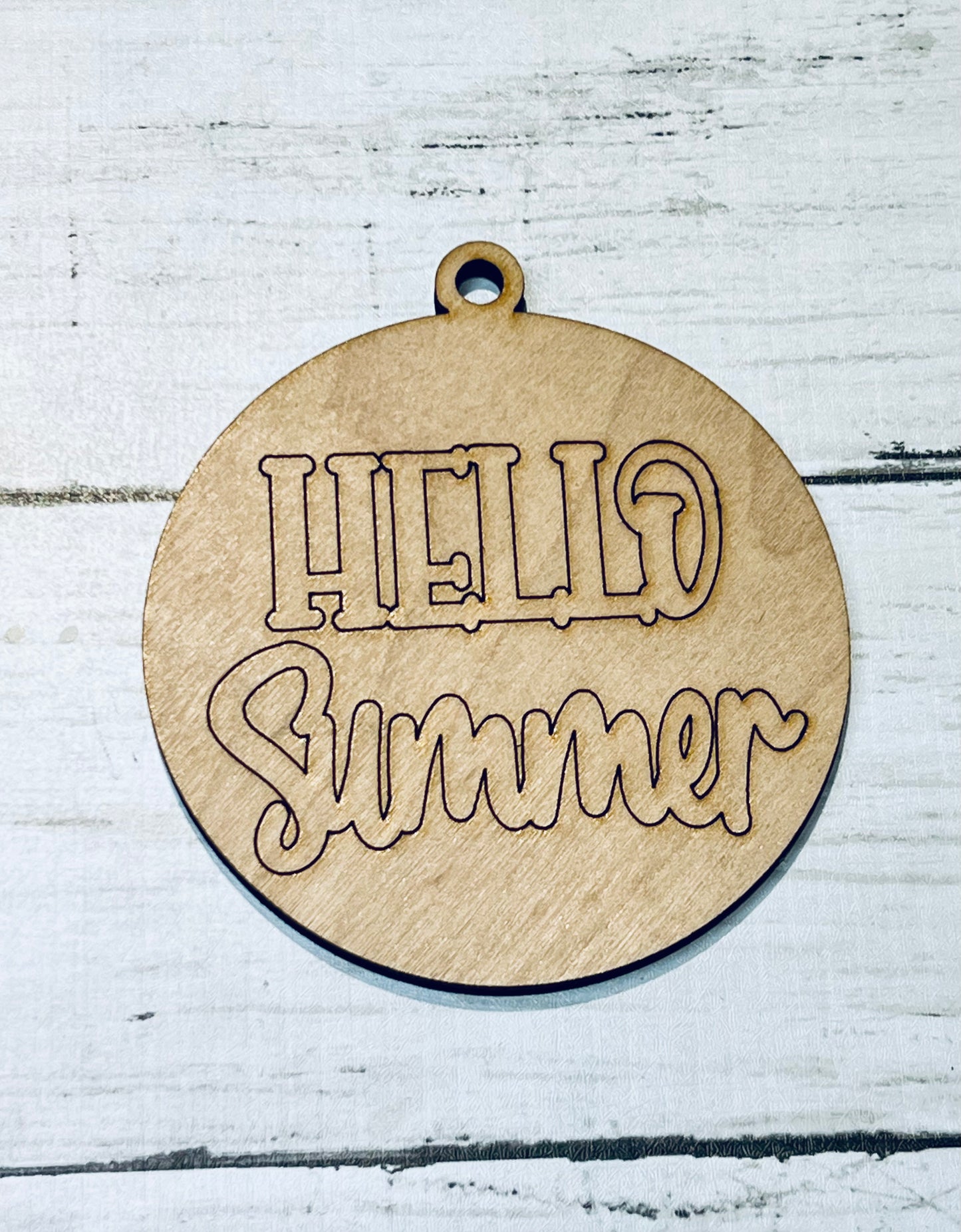 Hello Summer Wood Ornament