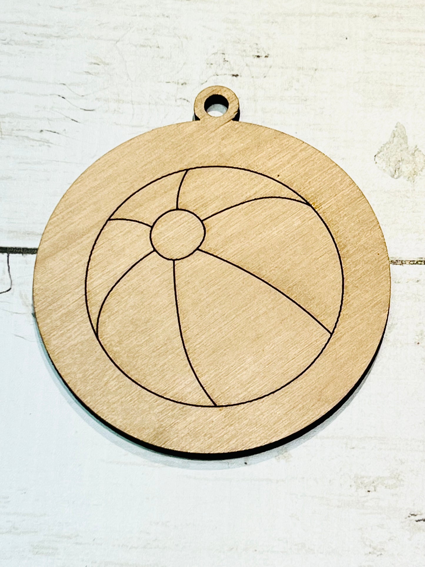 Beach Ball Wood Ornament