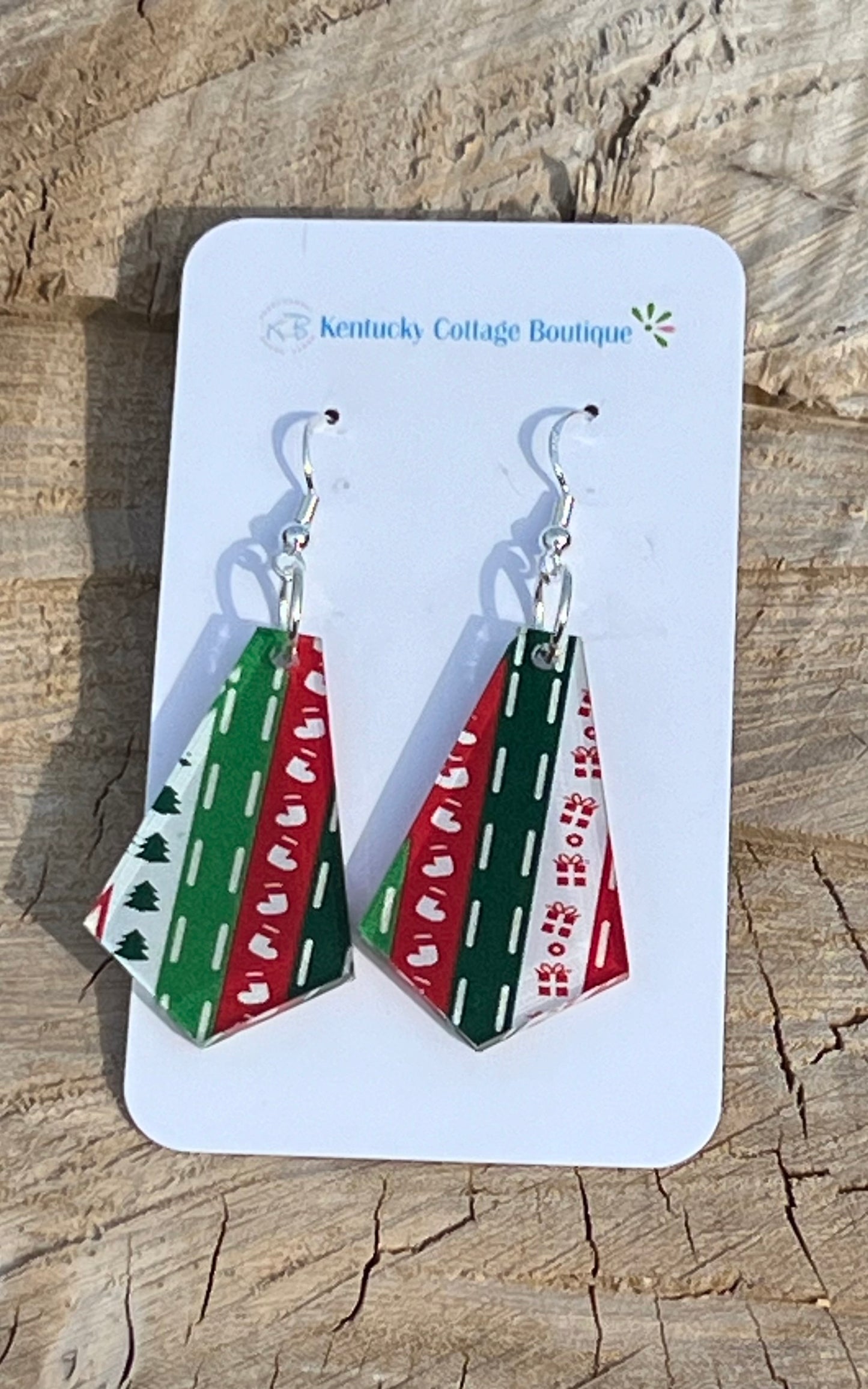Candy cane/Stocking Acrylic Earrings Diamond Point