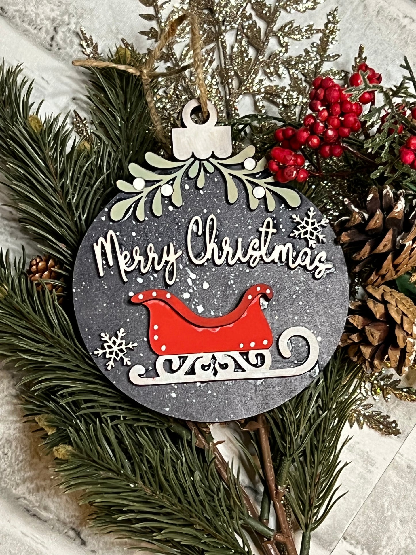 Merry Christmas Mistletoe Ornament