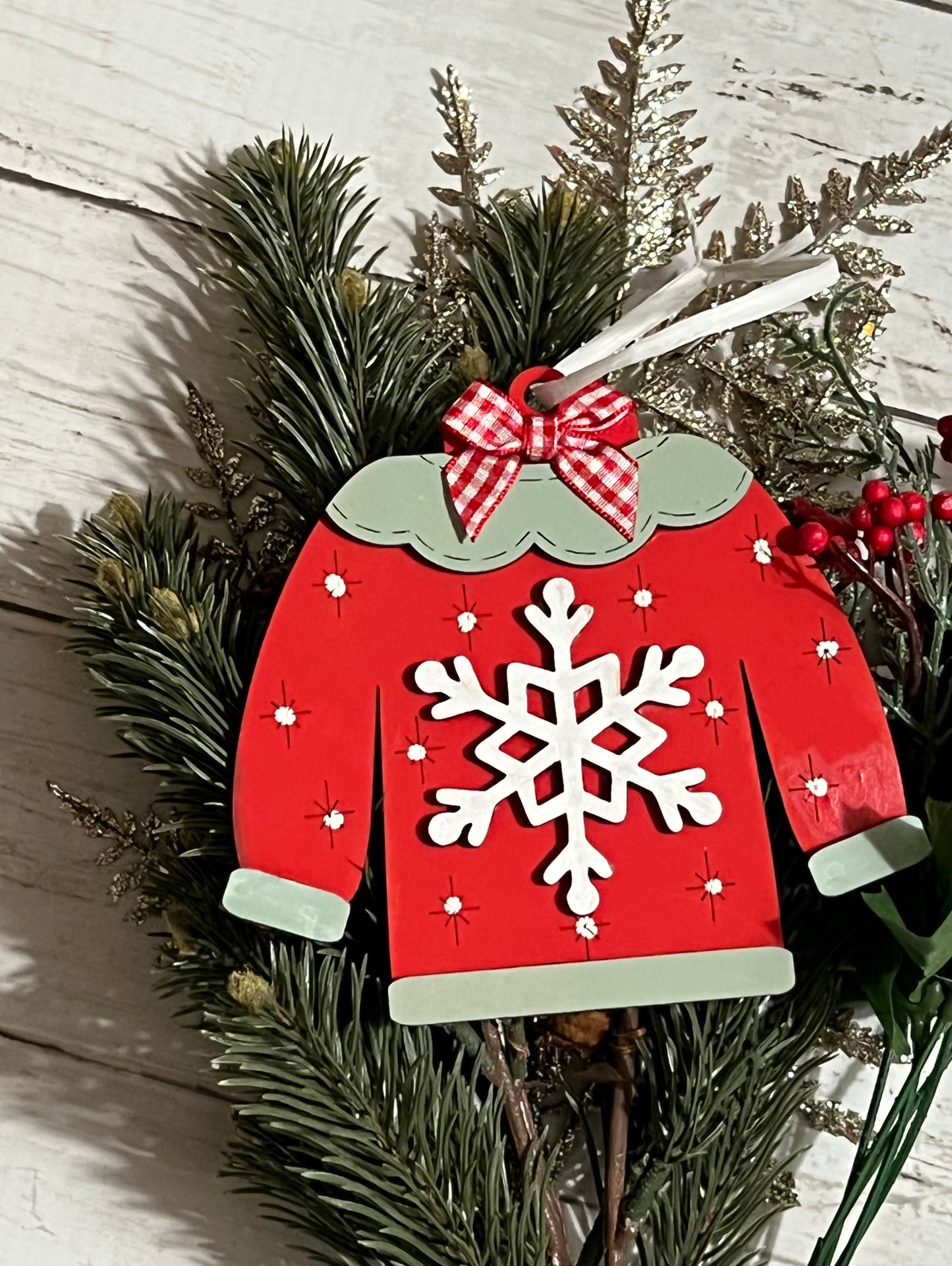 Snowflake Ugly Christmas Sweater Ornament