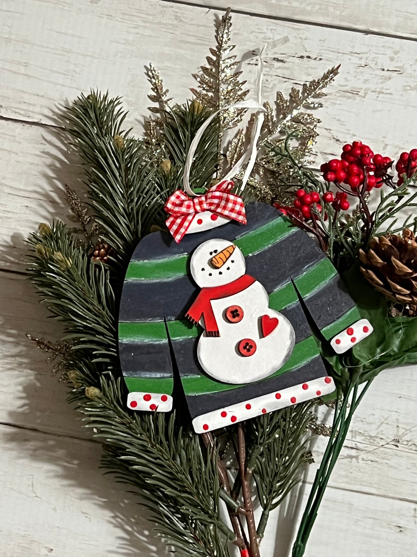 Snowman Ugly Christmas Sweater Ornament