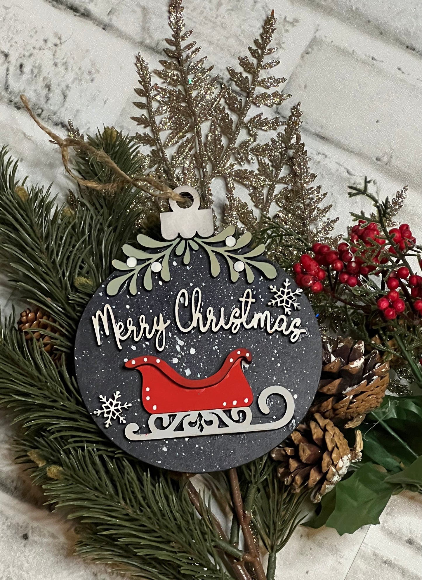 Merry Christmas Mistletoe Ornament