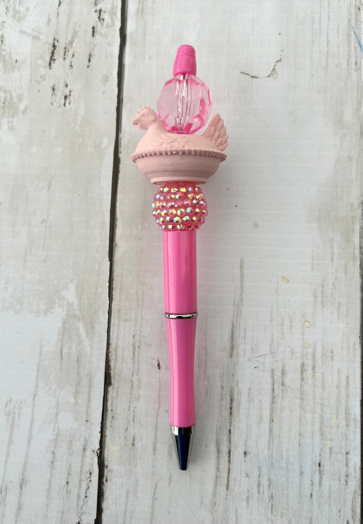 Pink Hen Beaded Pen