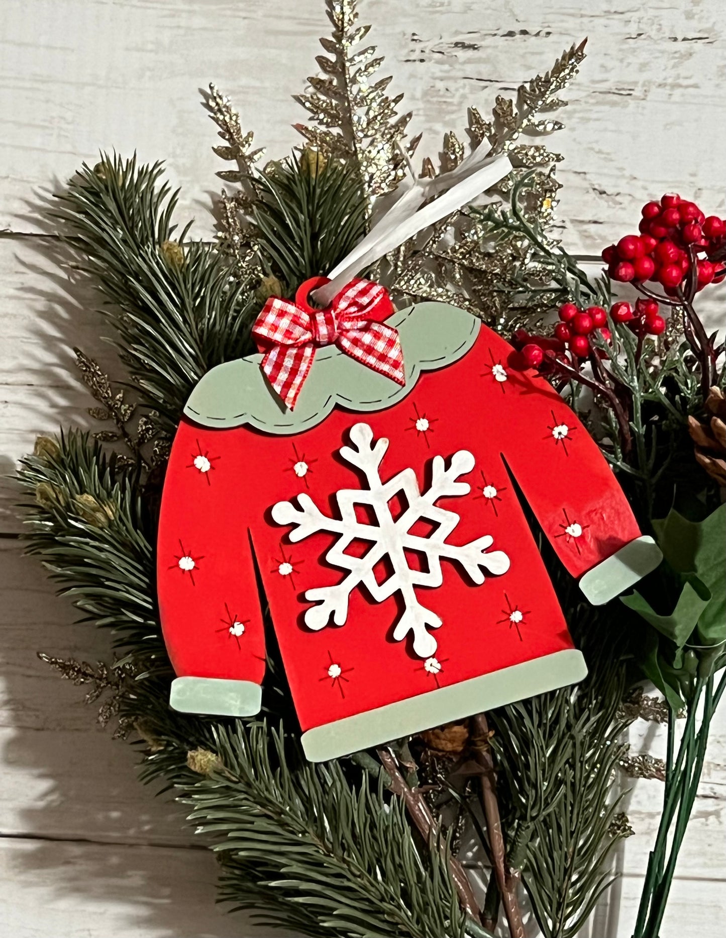 Snowflake Ugly Christmas Sweater Ornament