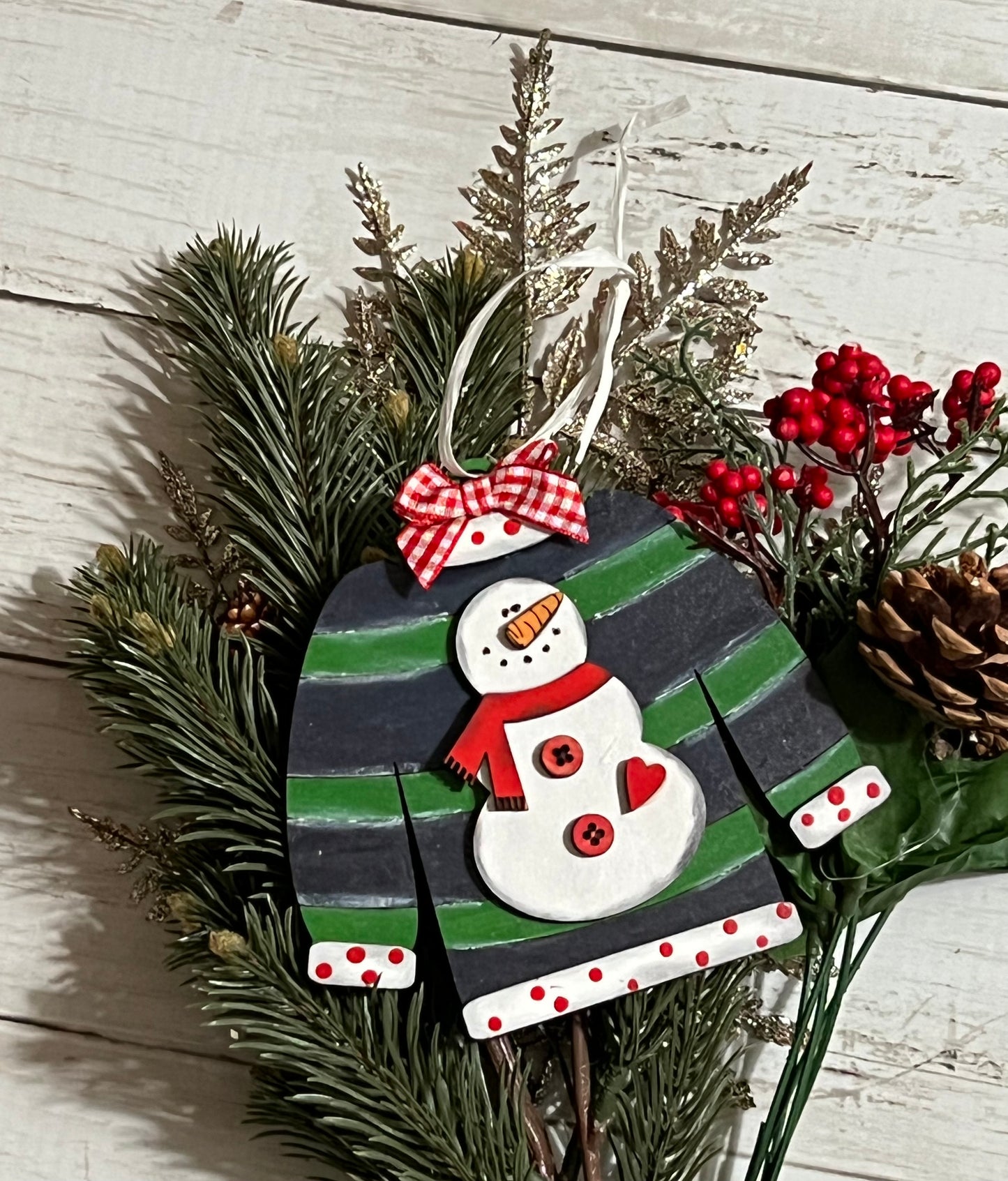 Snowman Ugly Christmas Sweater Ornament