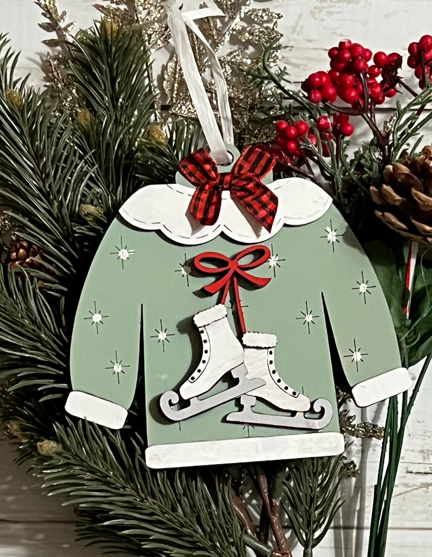 Ice Skate Ugly Christmas Sweater Ornament