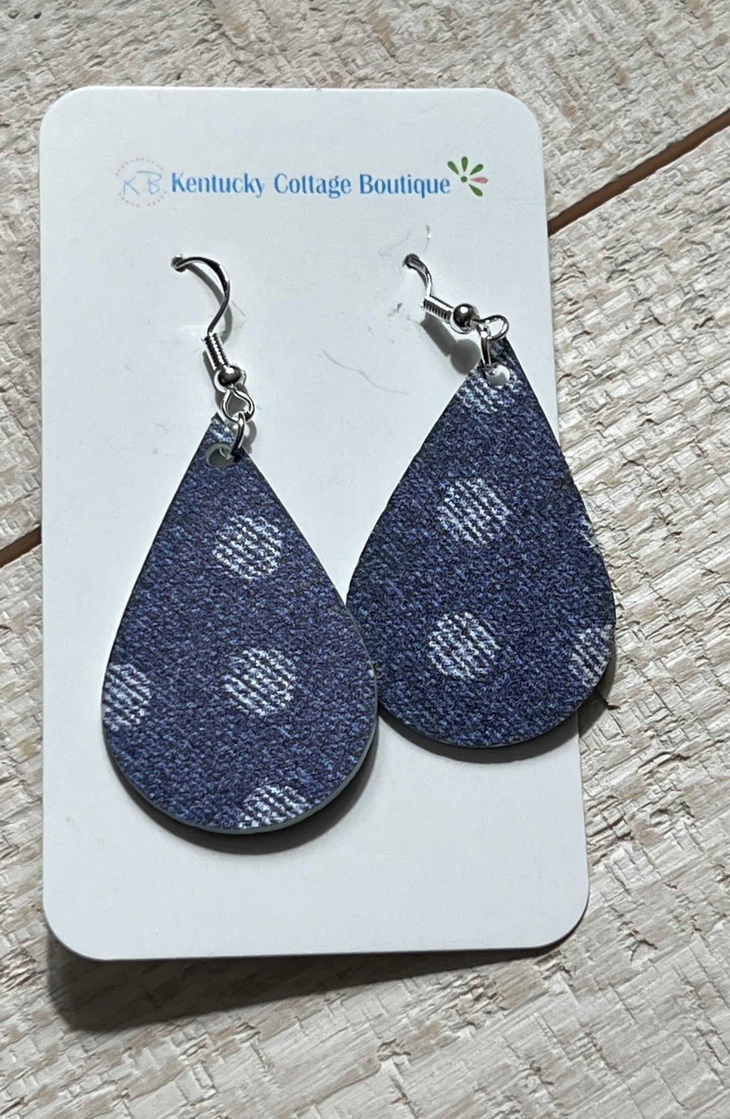 Denim Polka Dots Acrylic Earrings