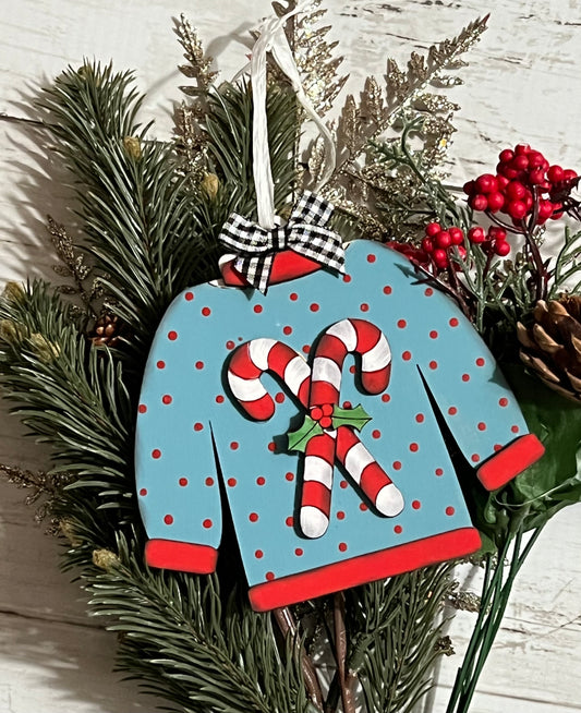 Candycane Ugly Christmas Sweater Ornament