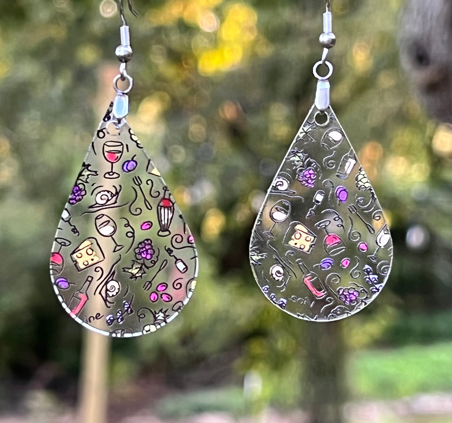 Wine and Cheese Acrylic Earrings