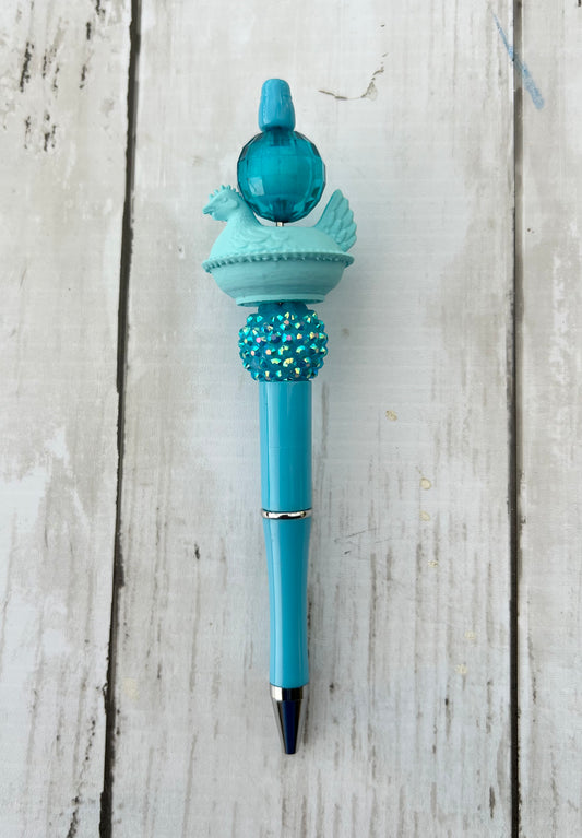Light Blue Hen Beaded Pen