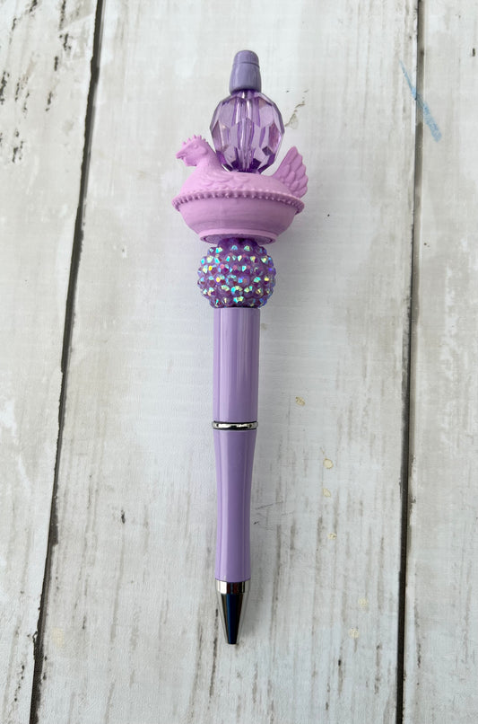 Light Purple Hen Beaded Pen