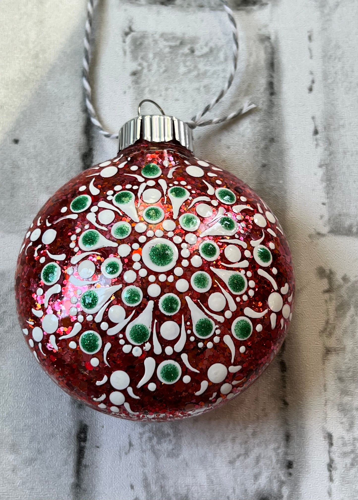 Red and Green Glitter Tree Ornament