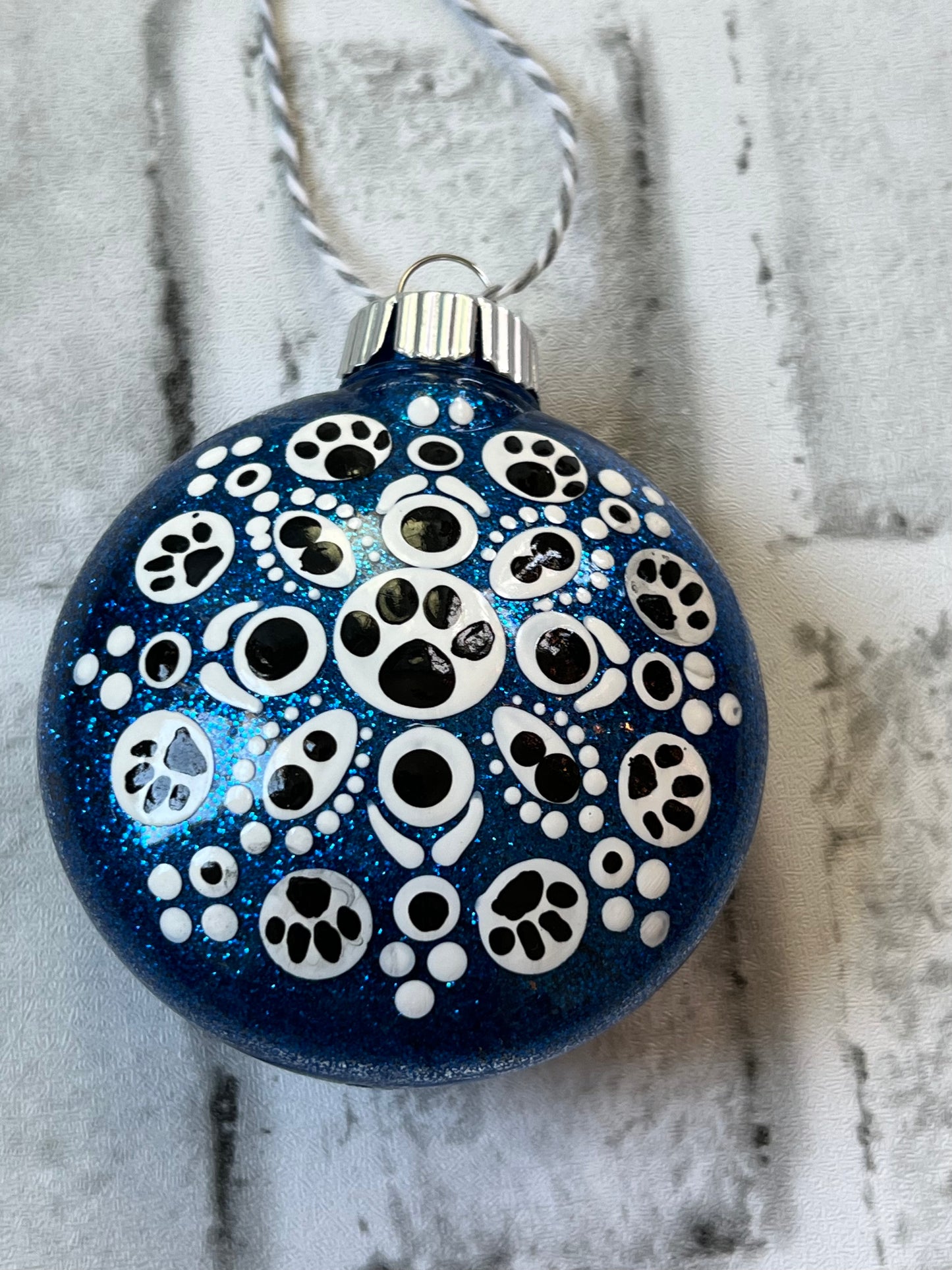 Royal Blue paw print Glitter Tree Ornament