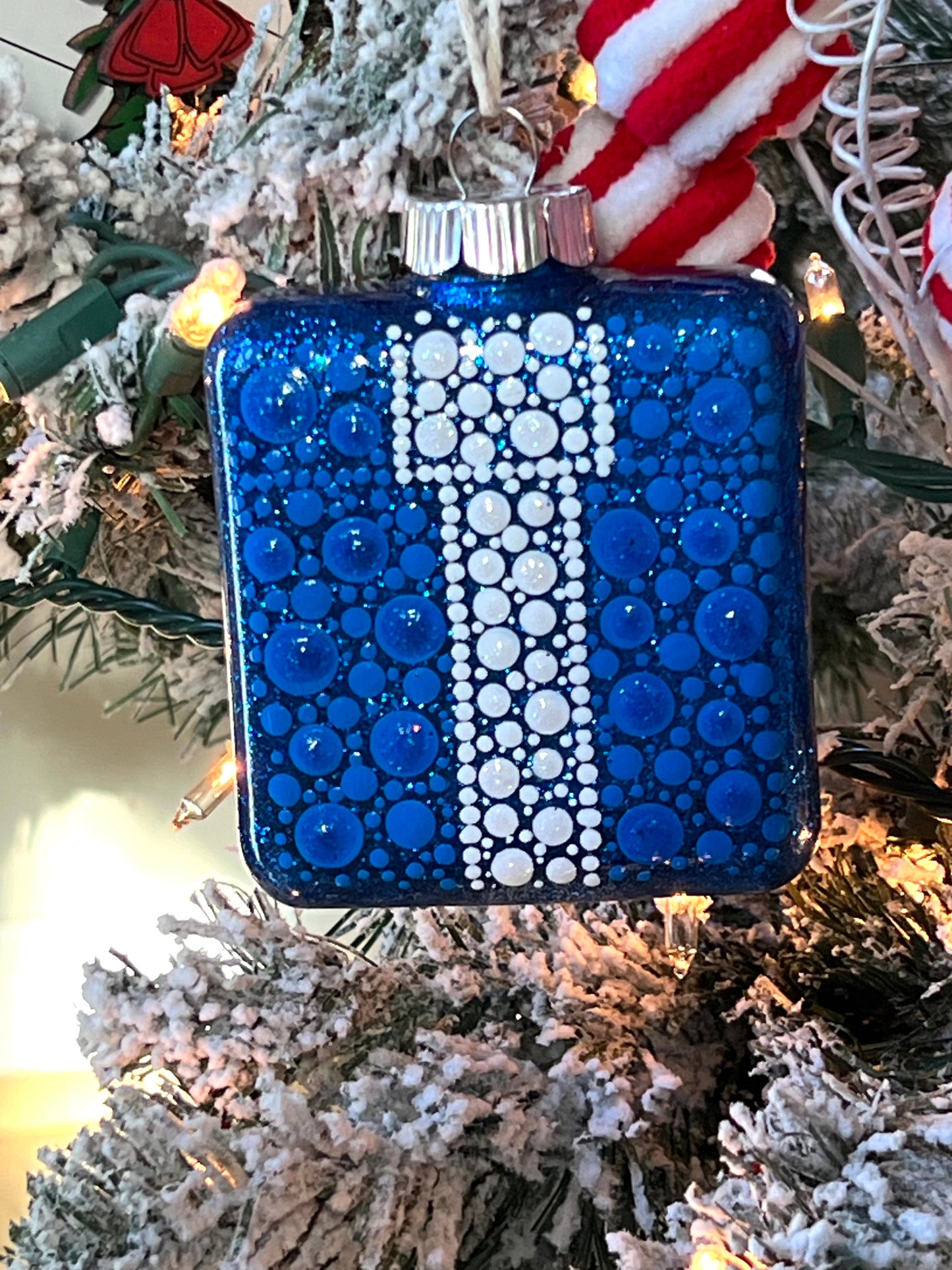 Royal Blue Present Tree Ornament