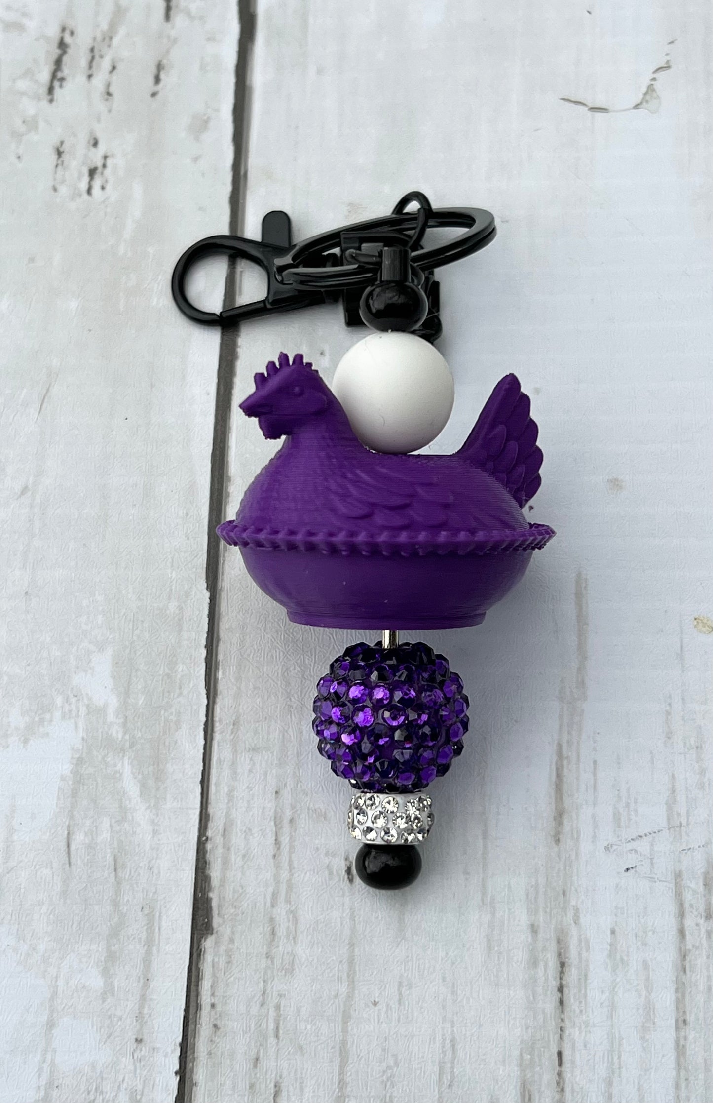 Dark Purple Beaded Keychain