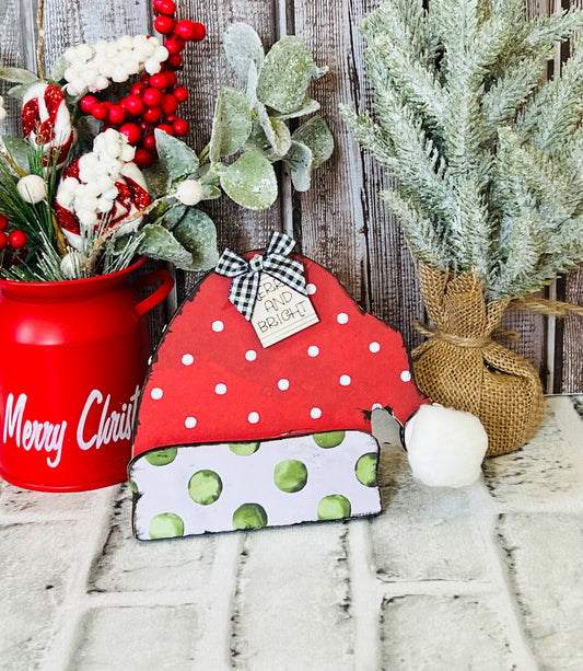 Santa Hat Shelf Sitter Small Red Polka Dot