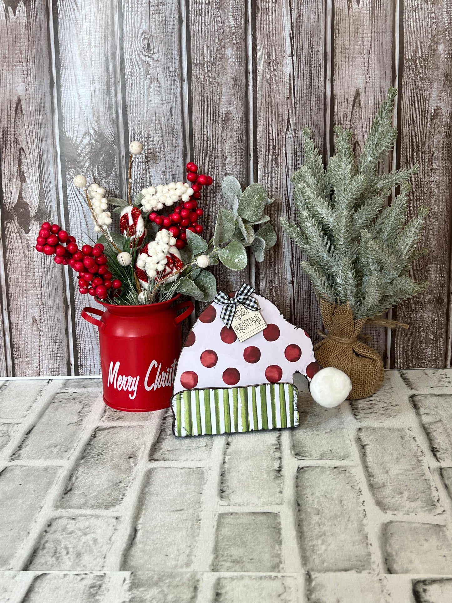 Santa Hat Shelf Sitter Large Red Polka Dot