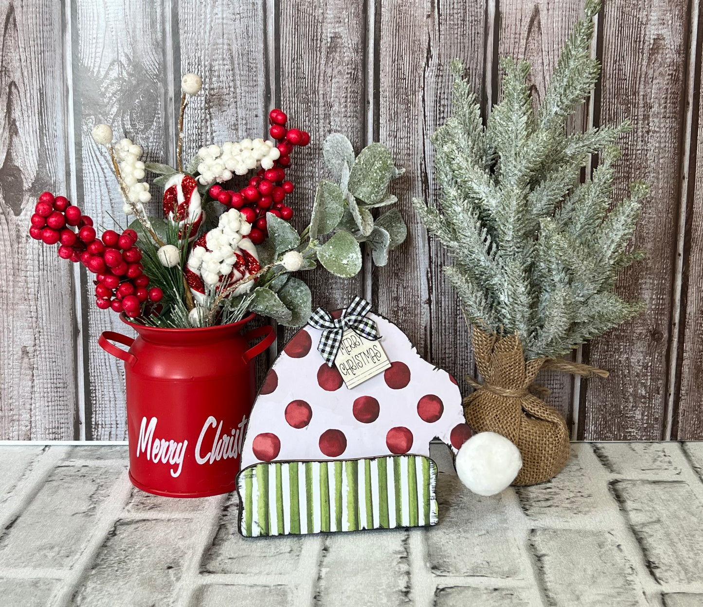 Santa Hat Shelf Sitter Large Red Polka Dot