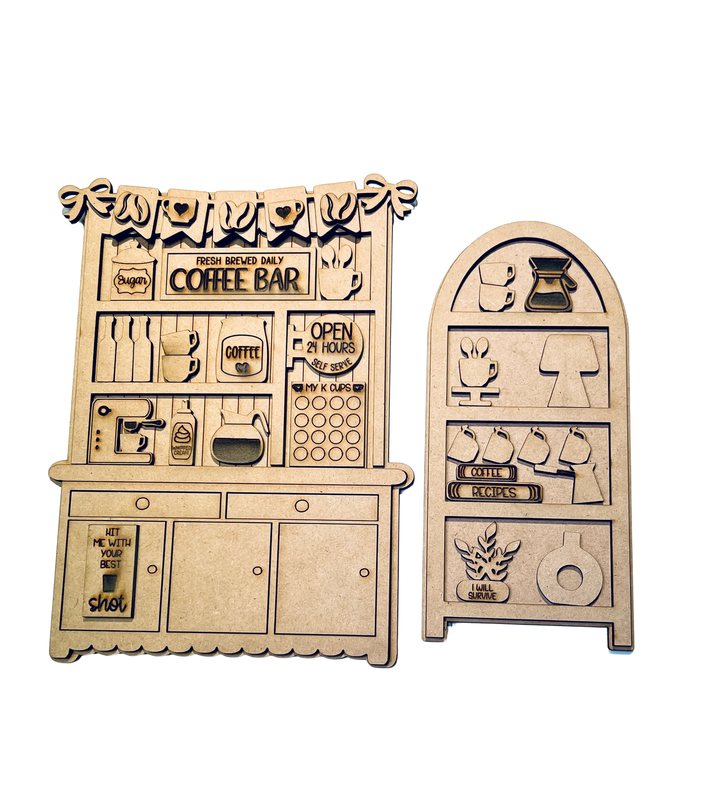 Coffee Bar Hutch Shelf Sitter