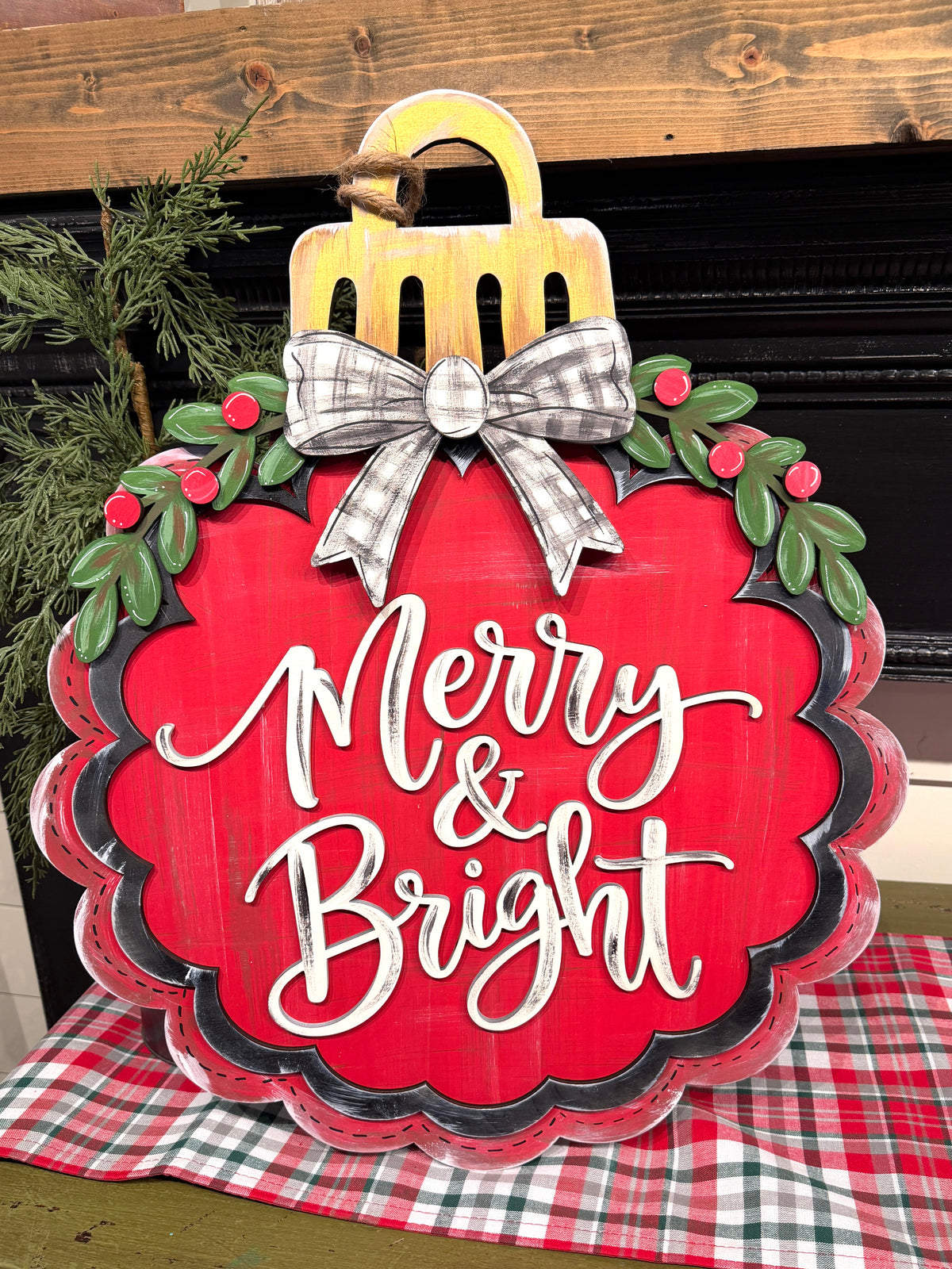 Merry and Bright door hanger cutout