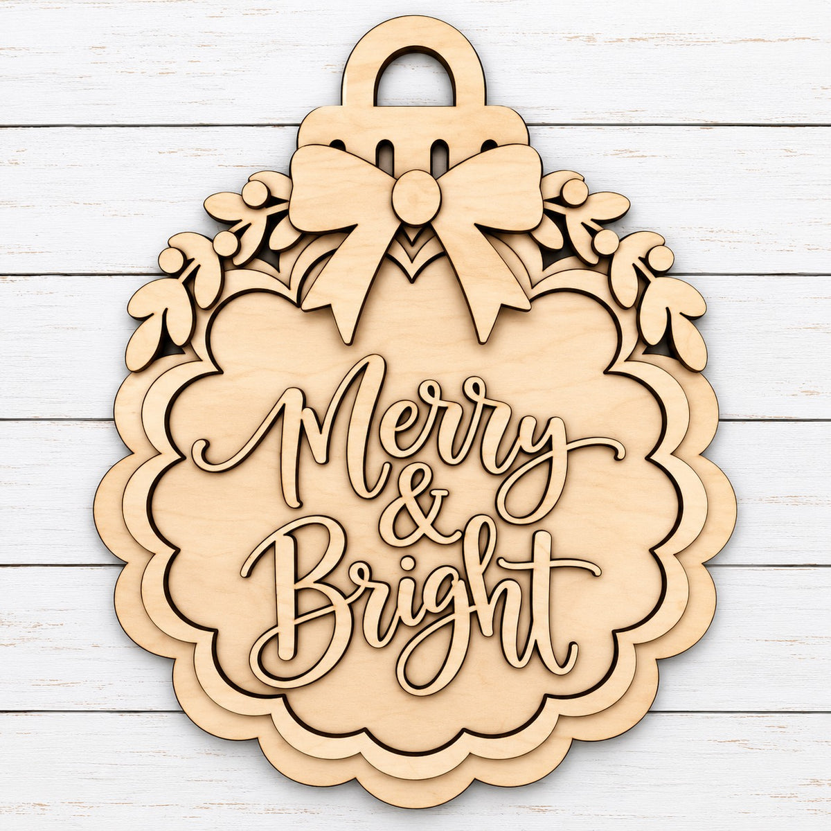 Merry and Bright door hanger cutout