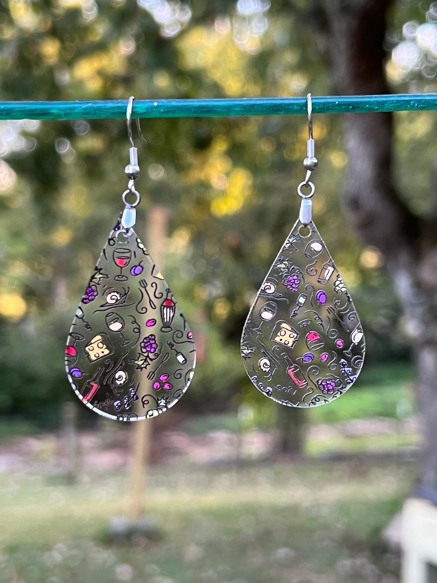 Wine and Cheese Acrylic Earrings