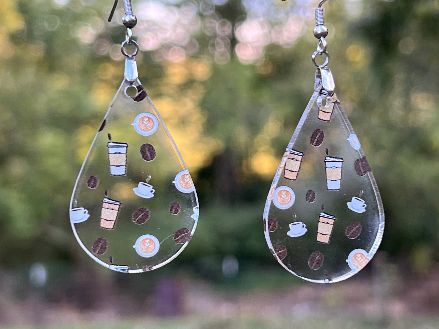 Coffee Print Acrylic Earrings