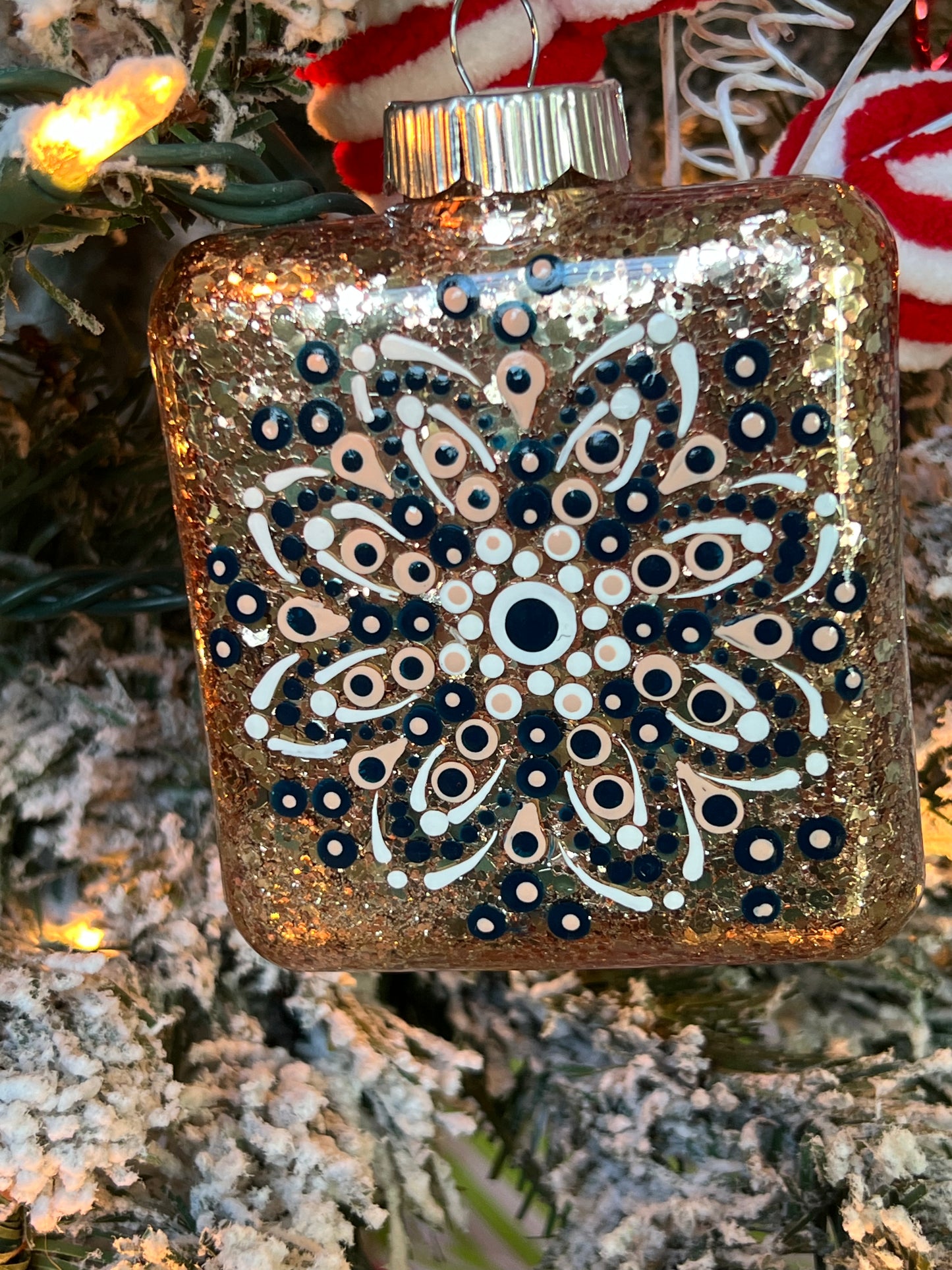 Gold square Glitter Tree Ornament