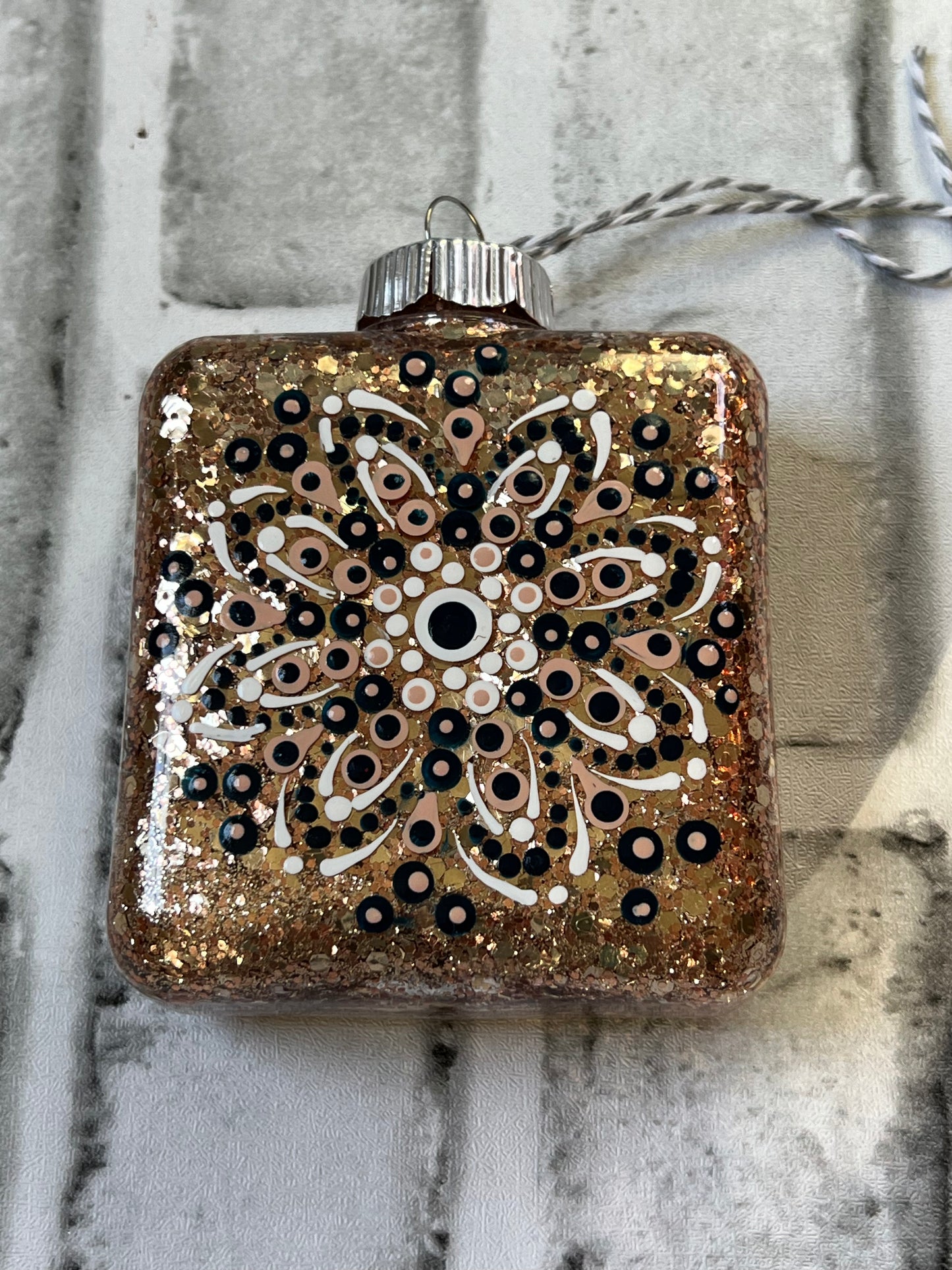 Gold square Glitter Tree Ornament