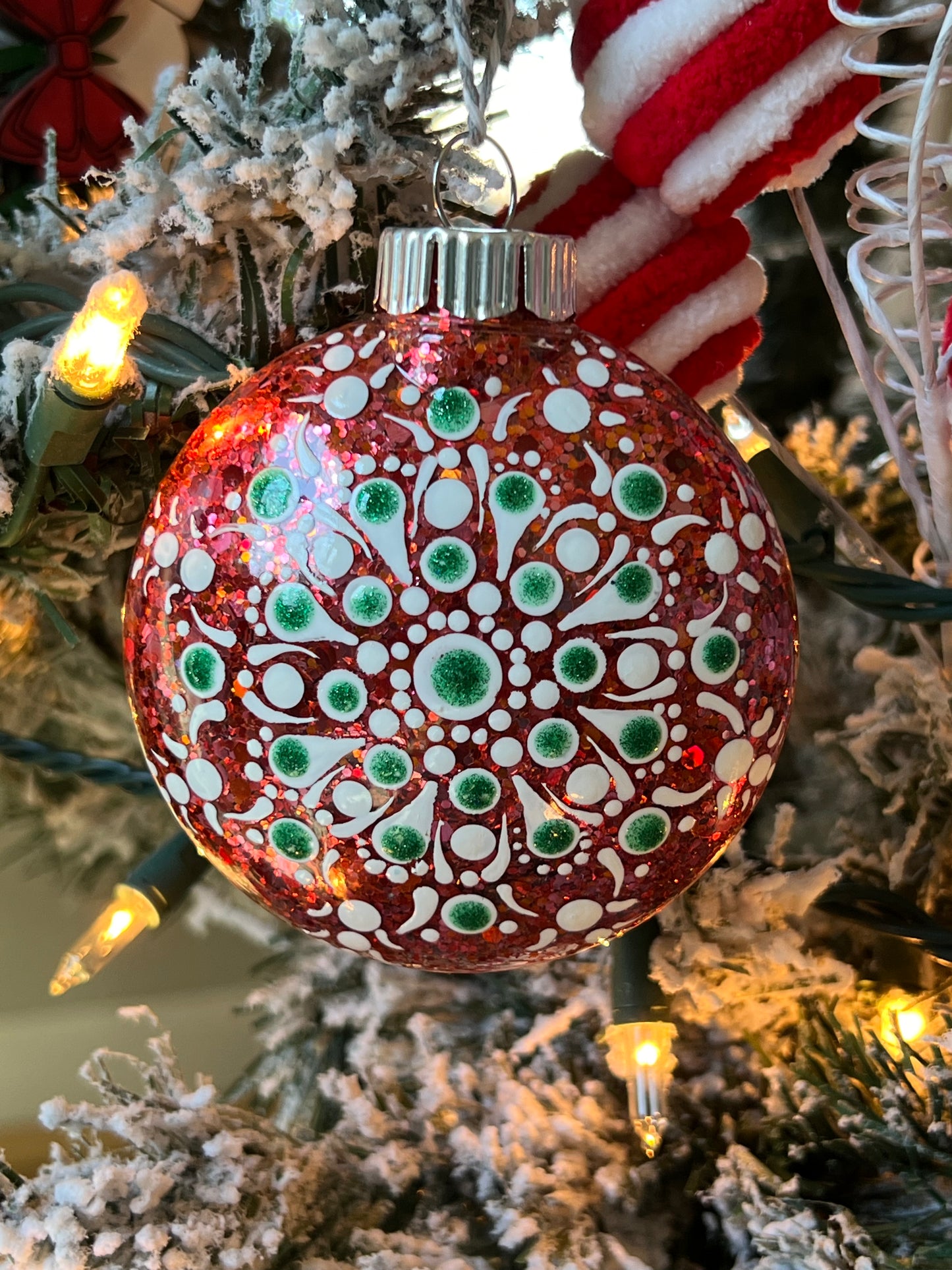 Red and Green Glitter Tree Ornament