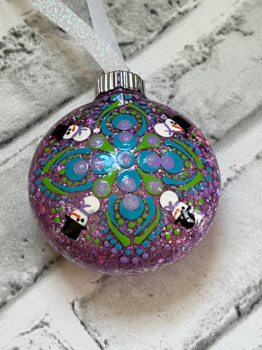 Purple Snowman Glitter Tree Ornament