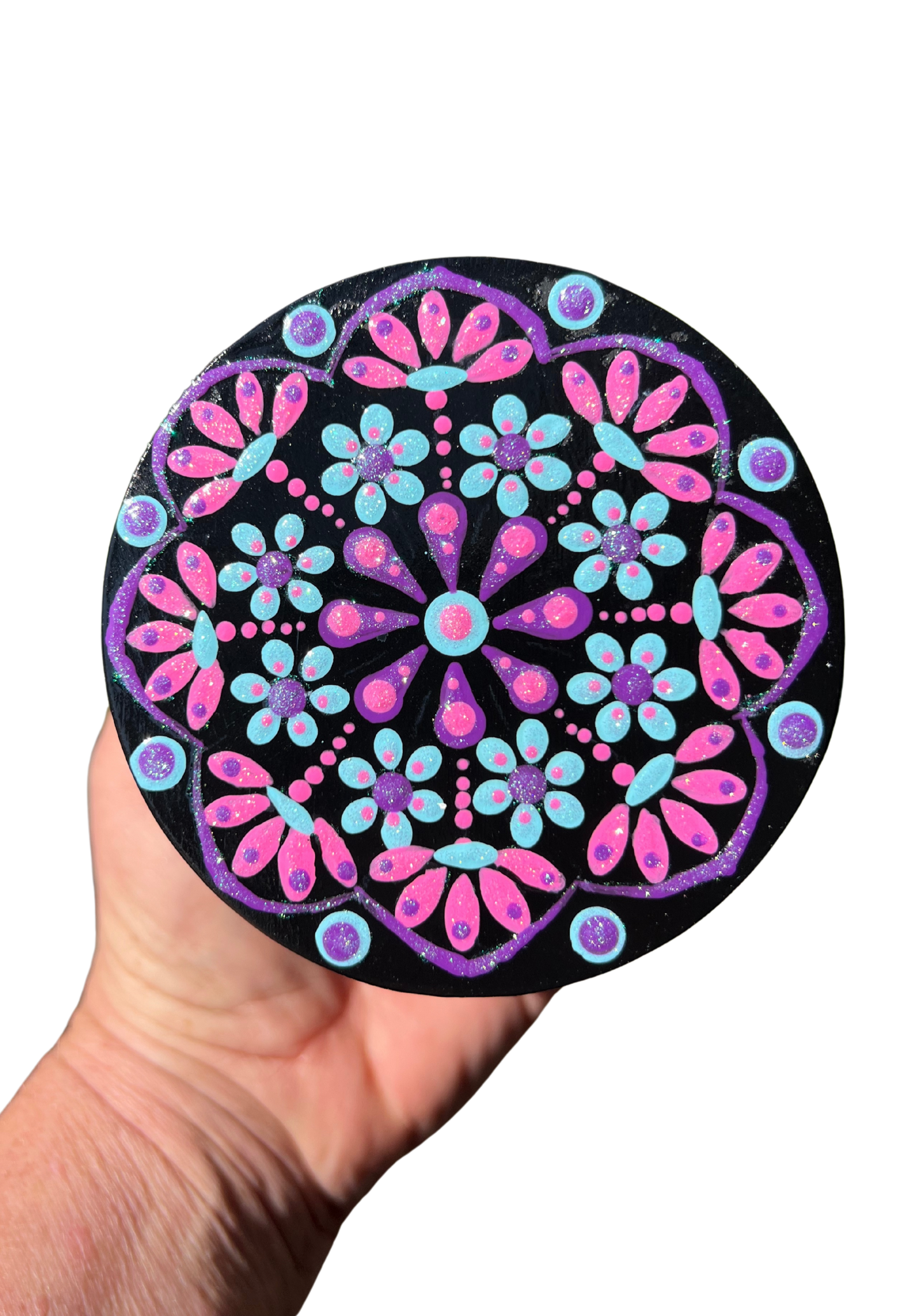 Blue and Pink Daisy Flower Stash jar