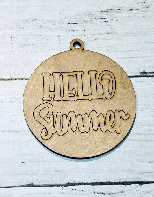 Hello Summer Wood Ornament