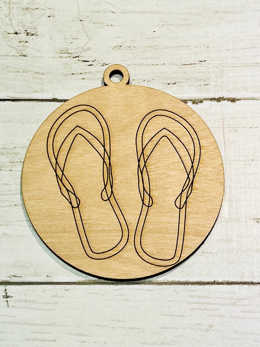 Flip Flops Wood Ornament