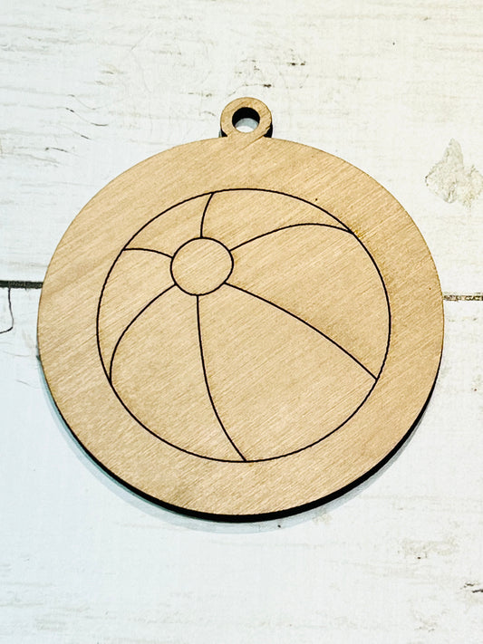 Beach Ball Wood Ornament