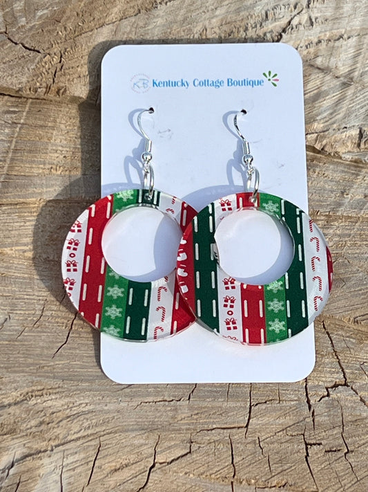 Candy cane/Stocking  Acrylic Earrings Round