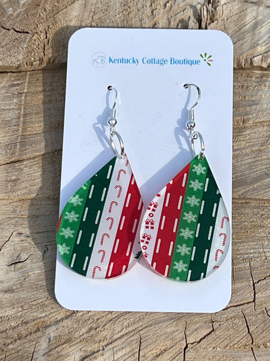 Candy cane/Stocking  Acrylic Earrings Teardrop