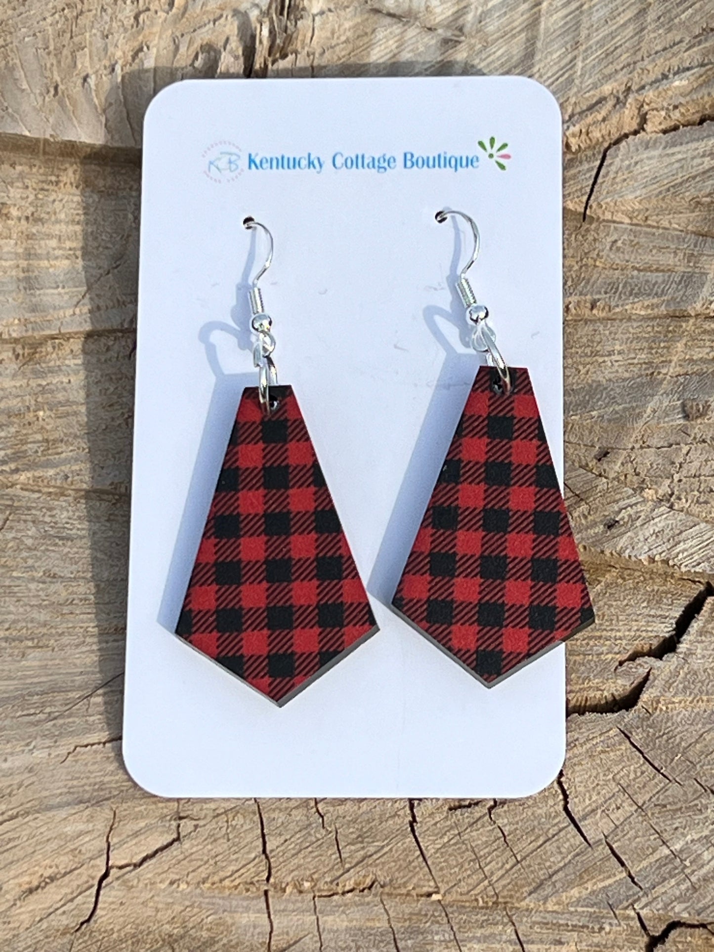 Buffalo Check Acrylic Earrings Diamond