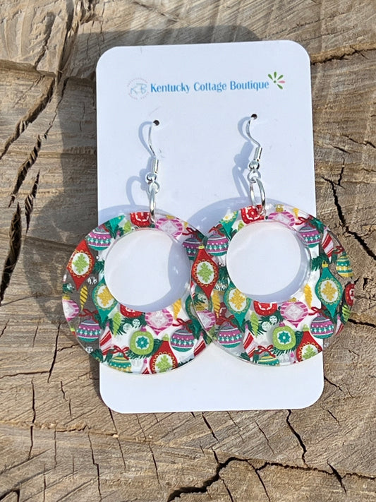 Christmas Ornament  Acrylic Earrings Round