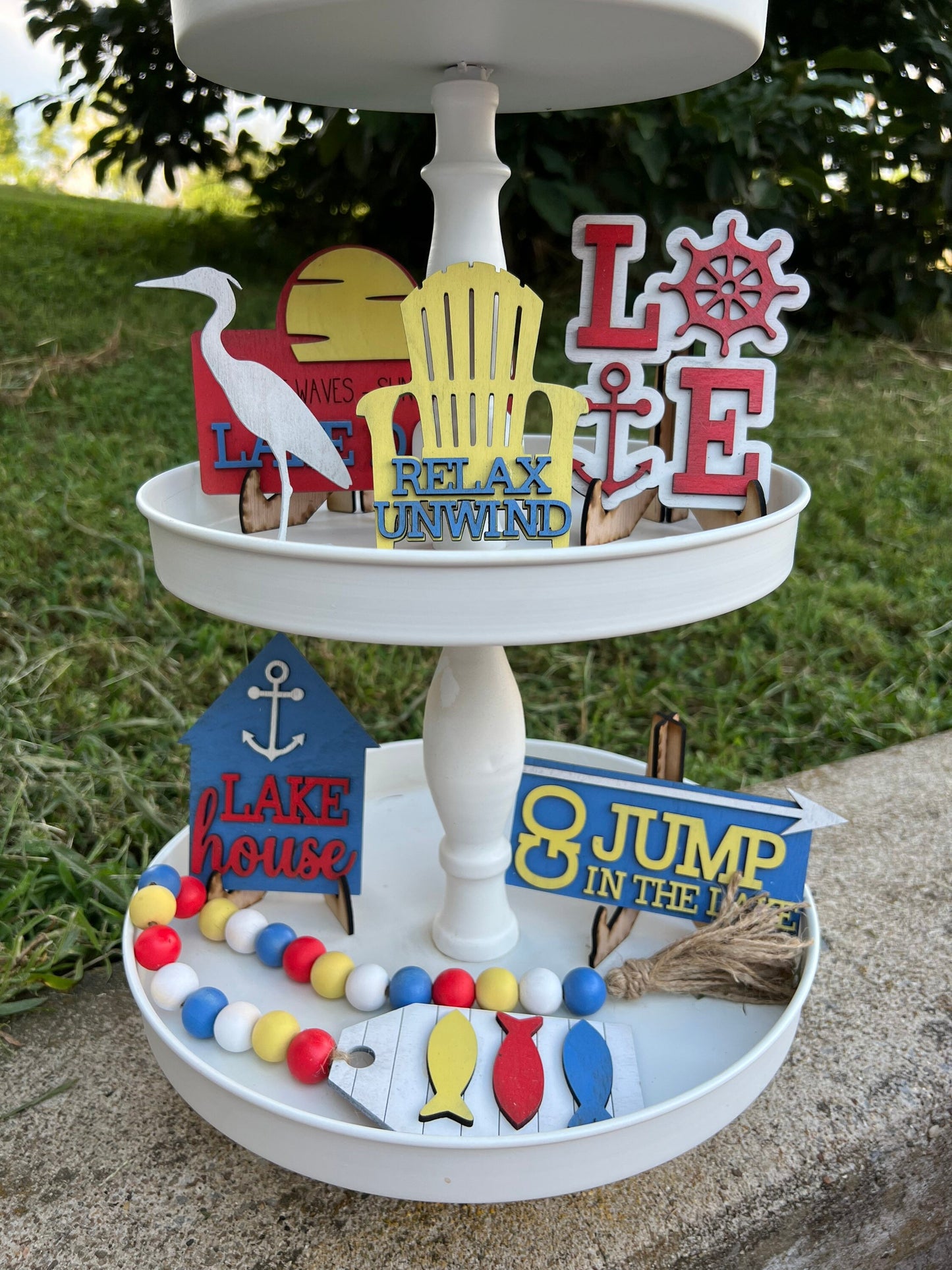 Lake Tiered Tray Decor Set