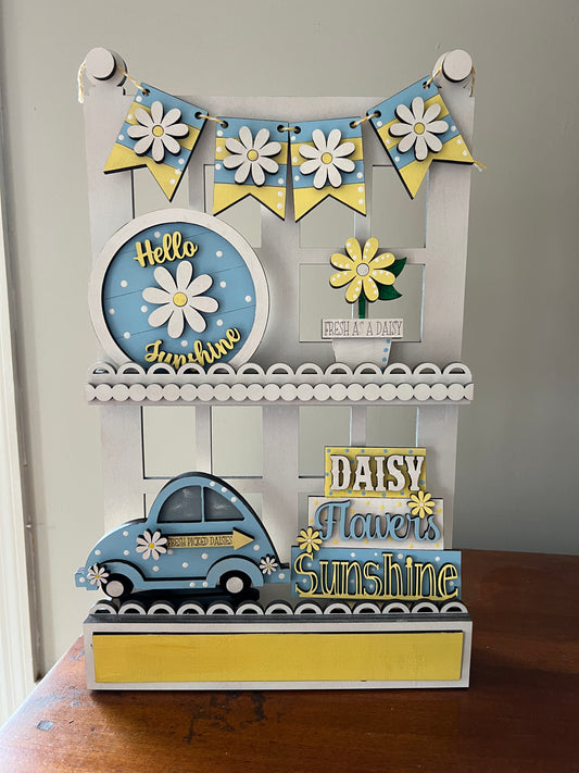 Summer Daisy Tiered Tray Decor Set