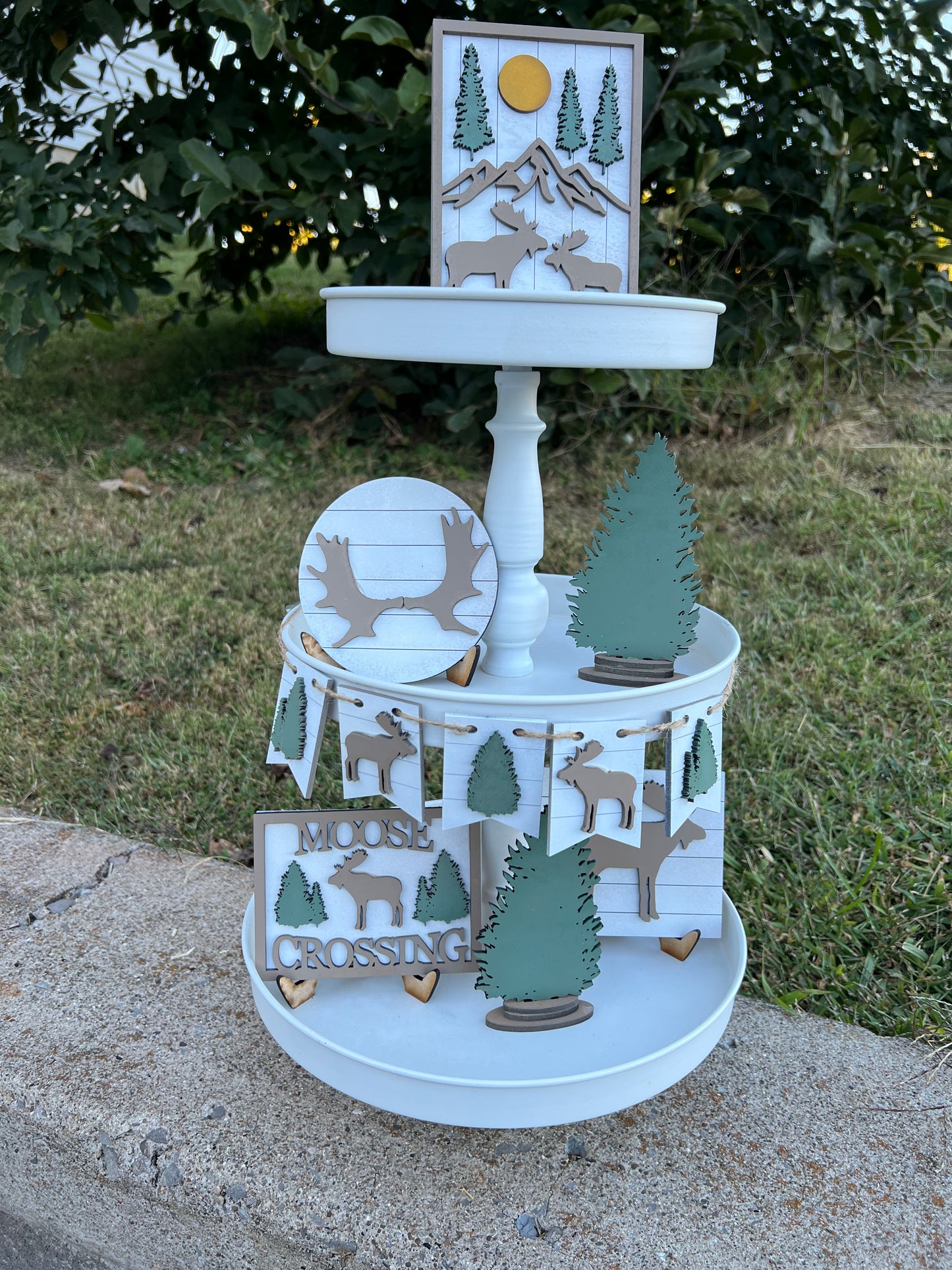 Moose Crossing Tiered Tray Decor