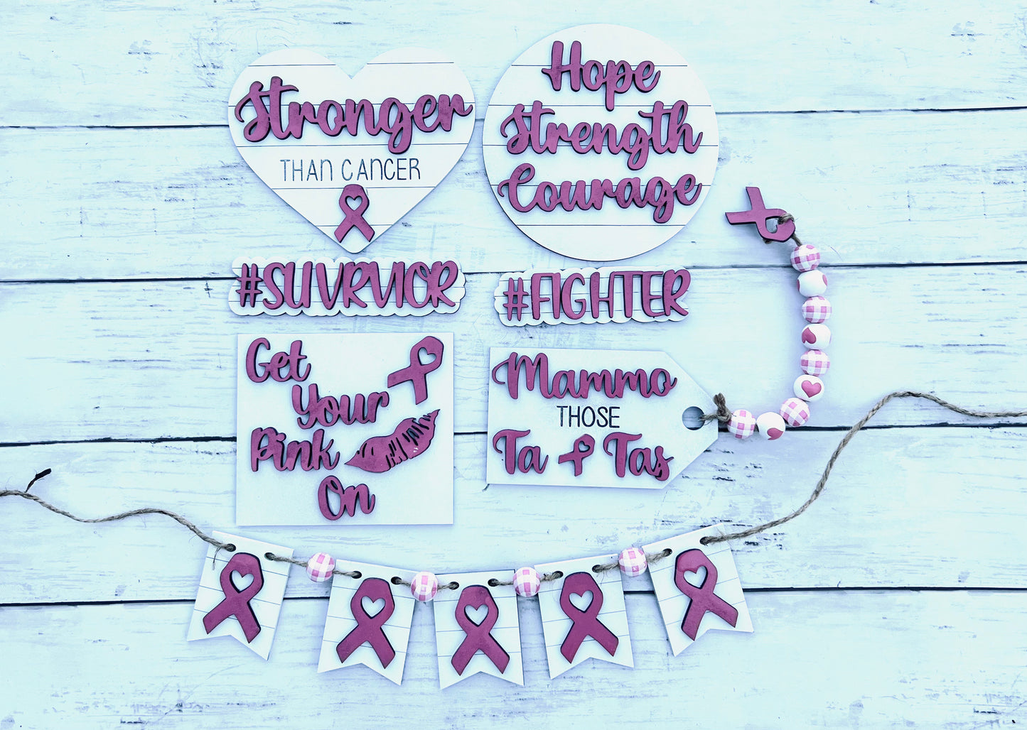 Breast Cancer Awareness Tiered Tray Decor