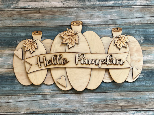 Paint Yourself Hello Pumpkin Door Hanger