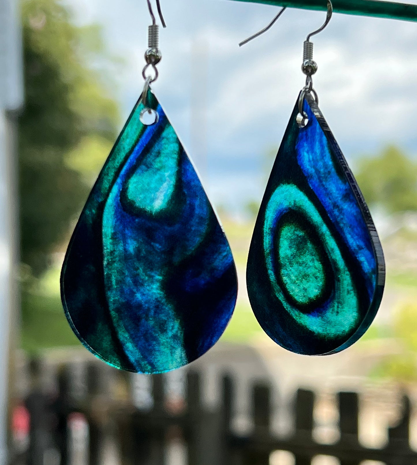 Blue Swirl Tie Die Earrings