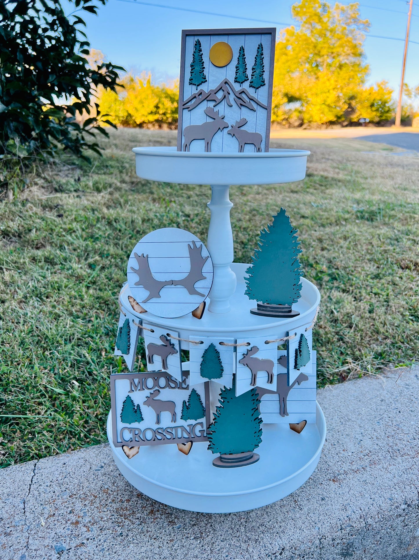 Moose Crossing Tiered Tray Decor