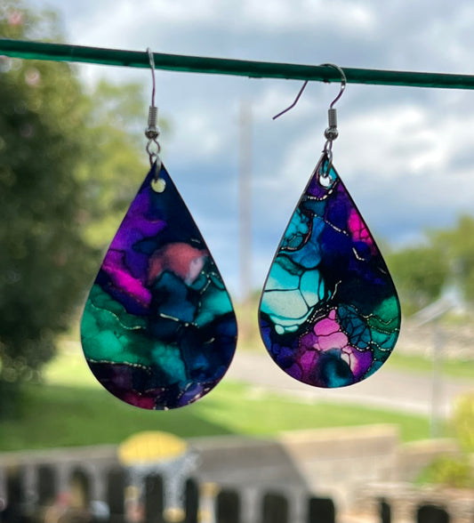 Blue Stain Glass Earrings