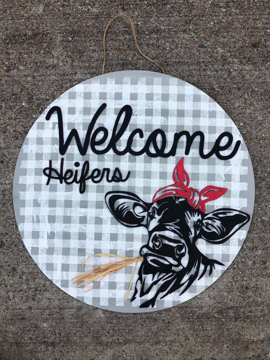 Welcome Heifers Door Hanger